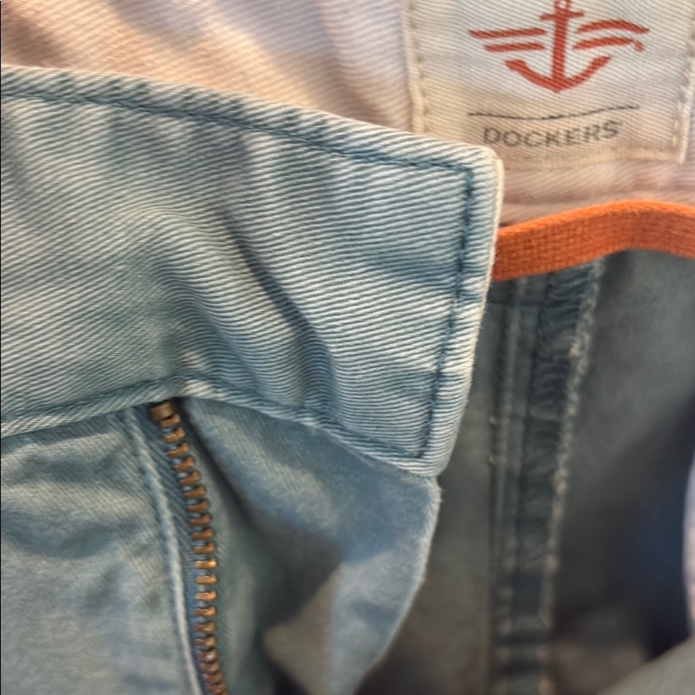 Dockers Men's Teal Flat Front Shorts - Picture 3 of 4